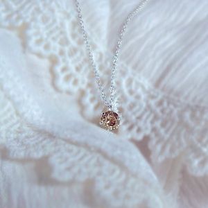 Orange Sapphire Sterling Silver Necklace